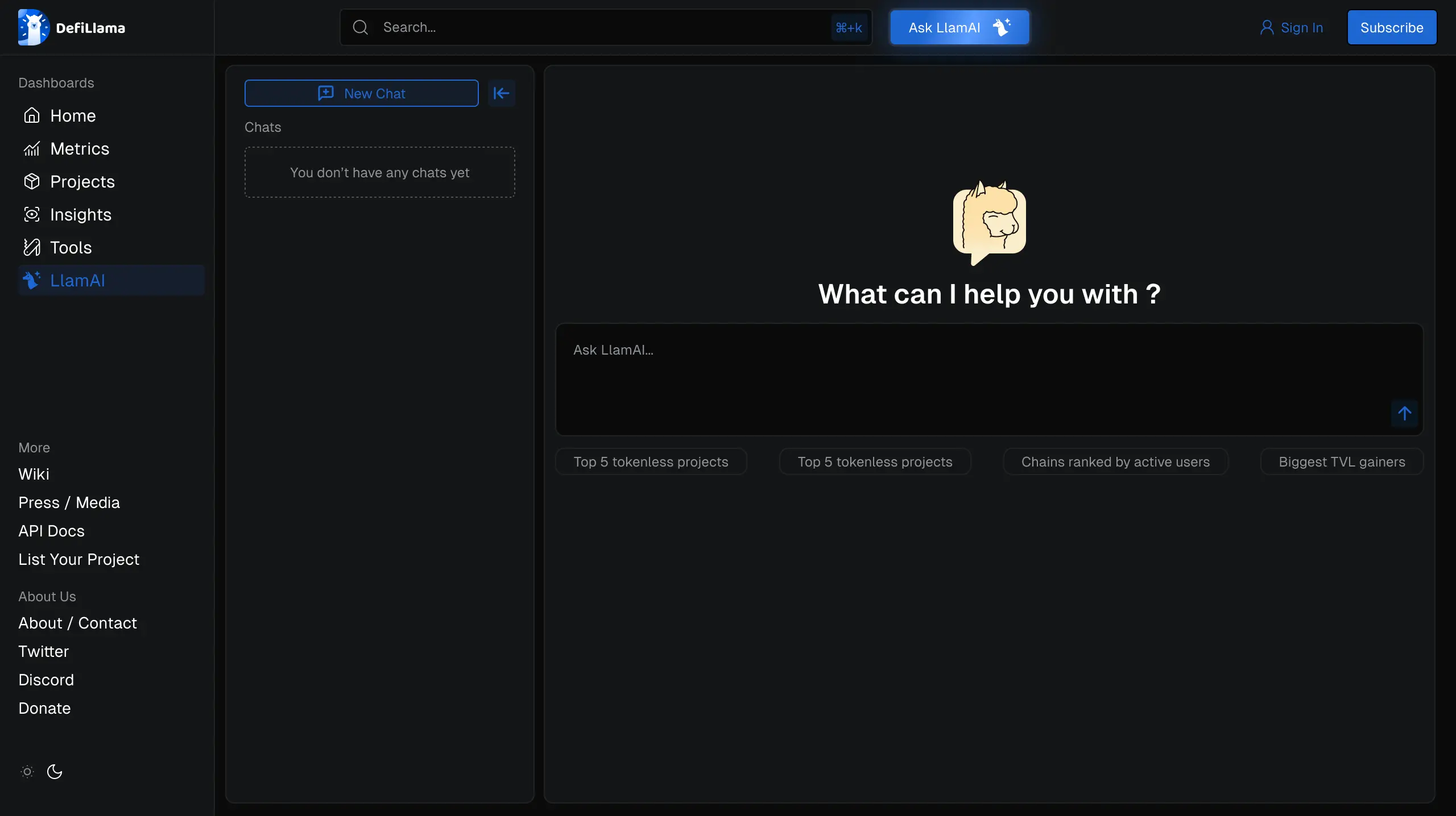 DefiLlama Search Redesign