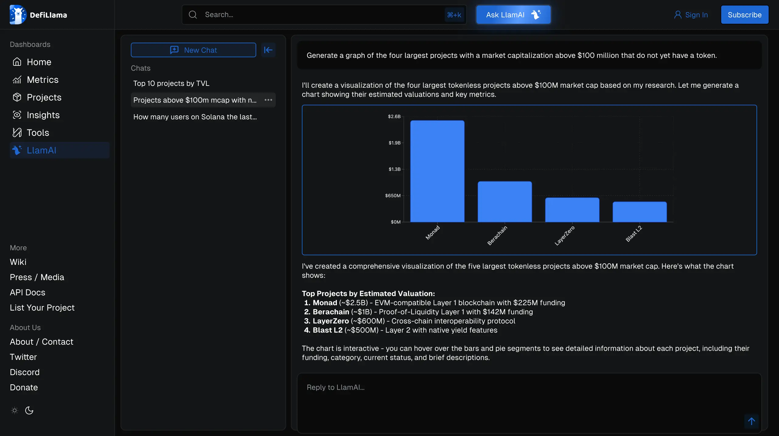 DefiLlama Search Redesign
