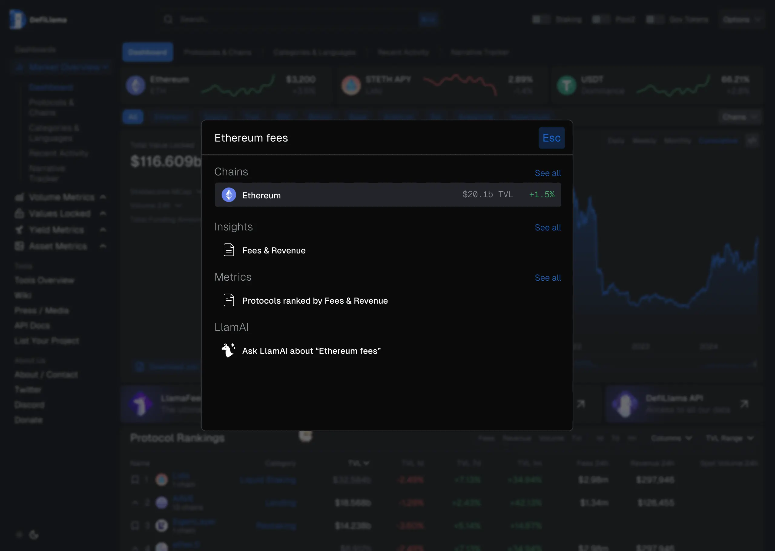 DefiLlama Search Redesign