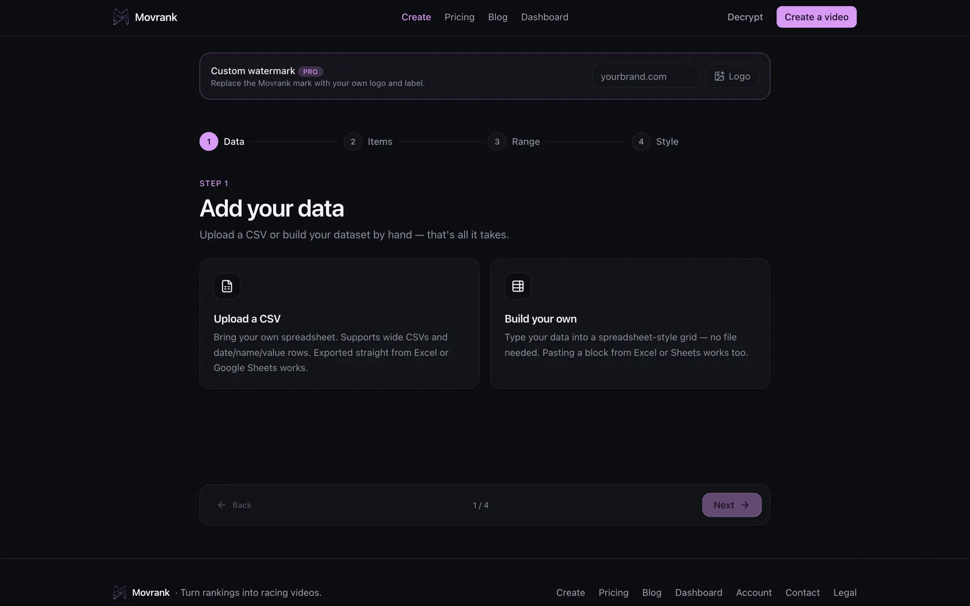 Movrank video creation flow