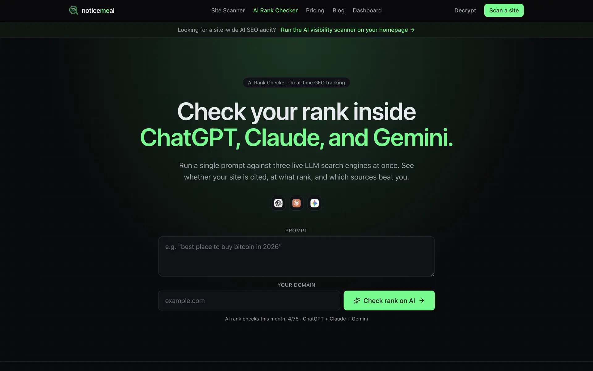 NoticeMeAI AI rank checker